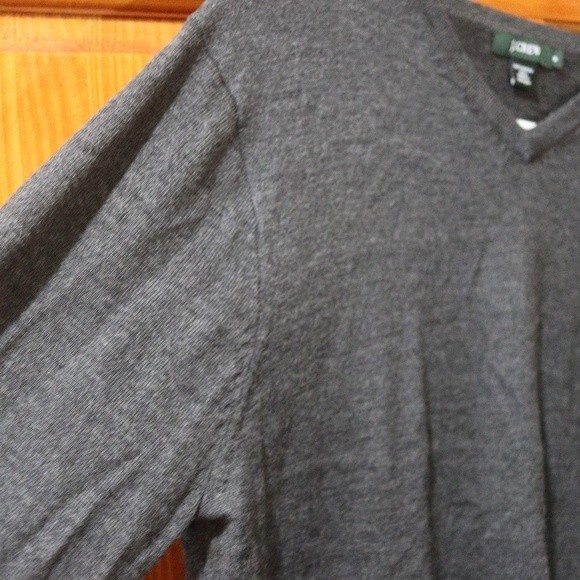 Jcrew Gray Merino Wool Vneck Sweater Medium - Picture 4 of 10